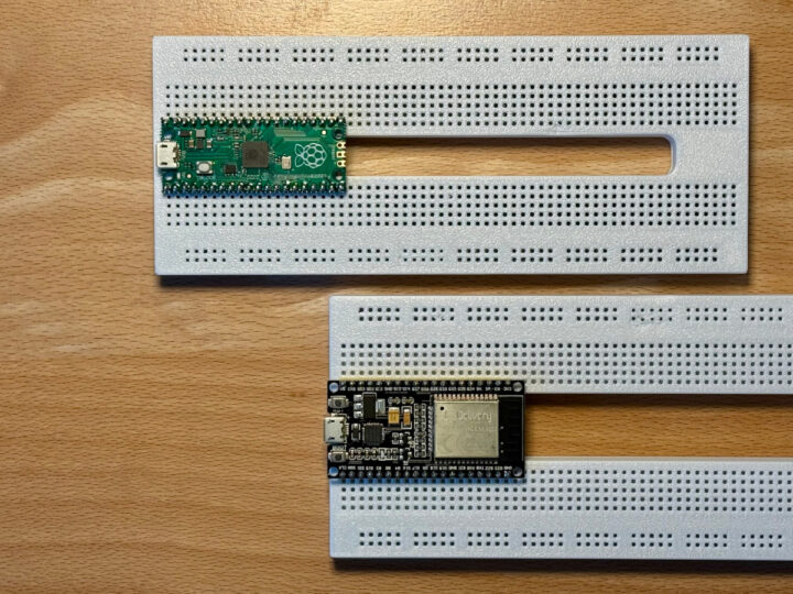 3D printed breadboards optimized for Raspberry Pi Pico and ESP32 boards - CNX Software