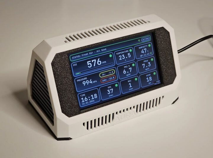 Project Aura – A neat, easy-to-assemble, DIY Air quality monitor compatible with Home Assistant - CNX Software