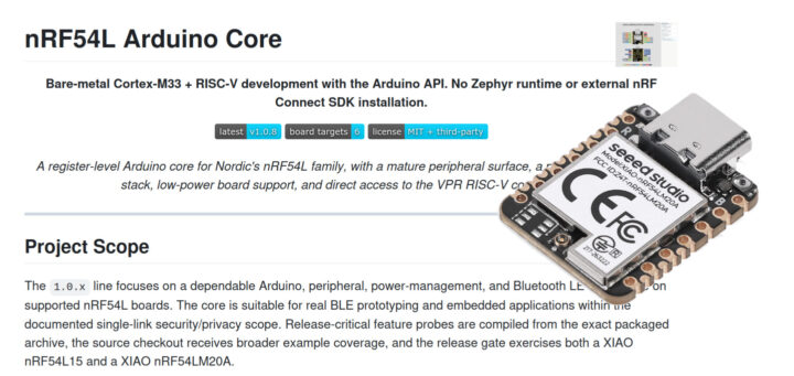 nRF54L Arduino Core project brings Arduino support to Nordic Semi nRF54L wireless SoCs - CNX Software